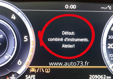 Défaut: combiné d'instruments. Atelier! VW