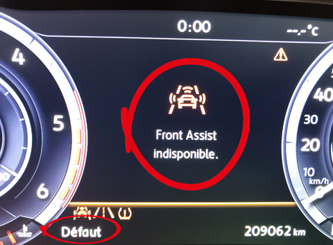 Front Assist indisponible VW