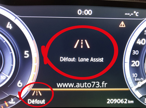 Défaut: Lane Assist indisponible sur Volkswagen